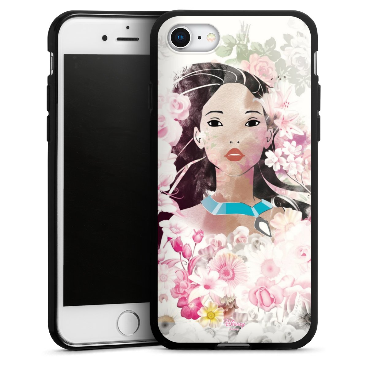 iPhone SE (2020) Handy Silikon Hülle Case schwarz Handyhülle Pocahontas Official Licensed Product Disney