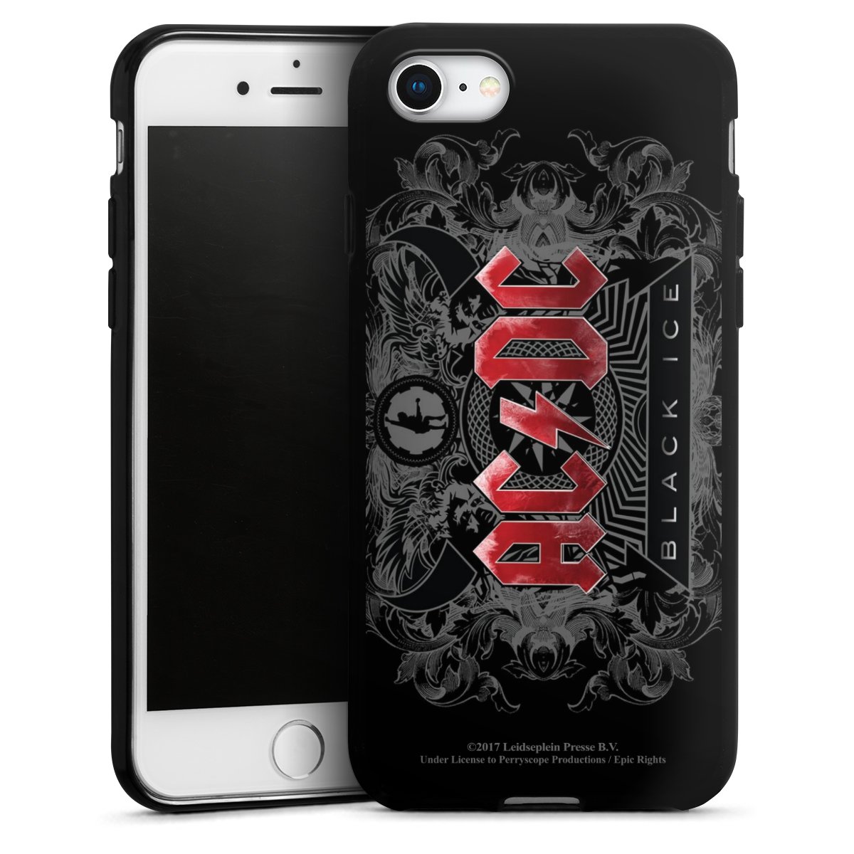 iPhone SE (2020) Handy Silikon Hülle Case schwarz Handyhülle Merchandise Black Ice Acdc