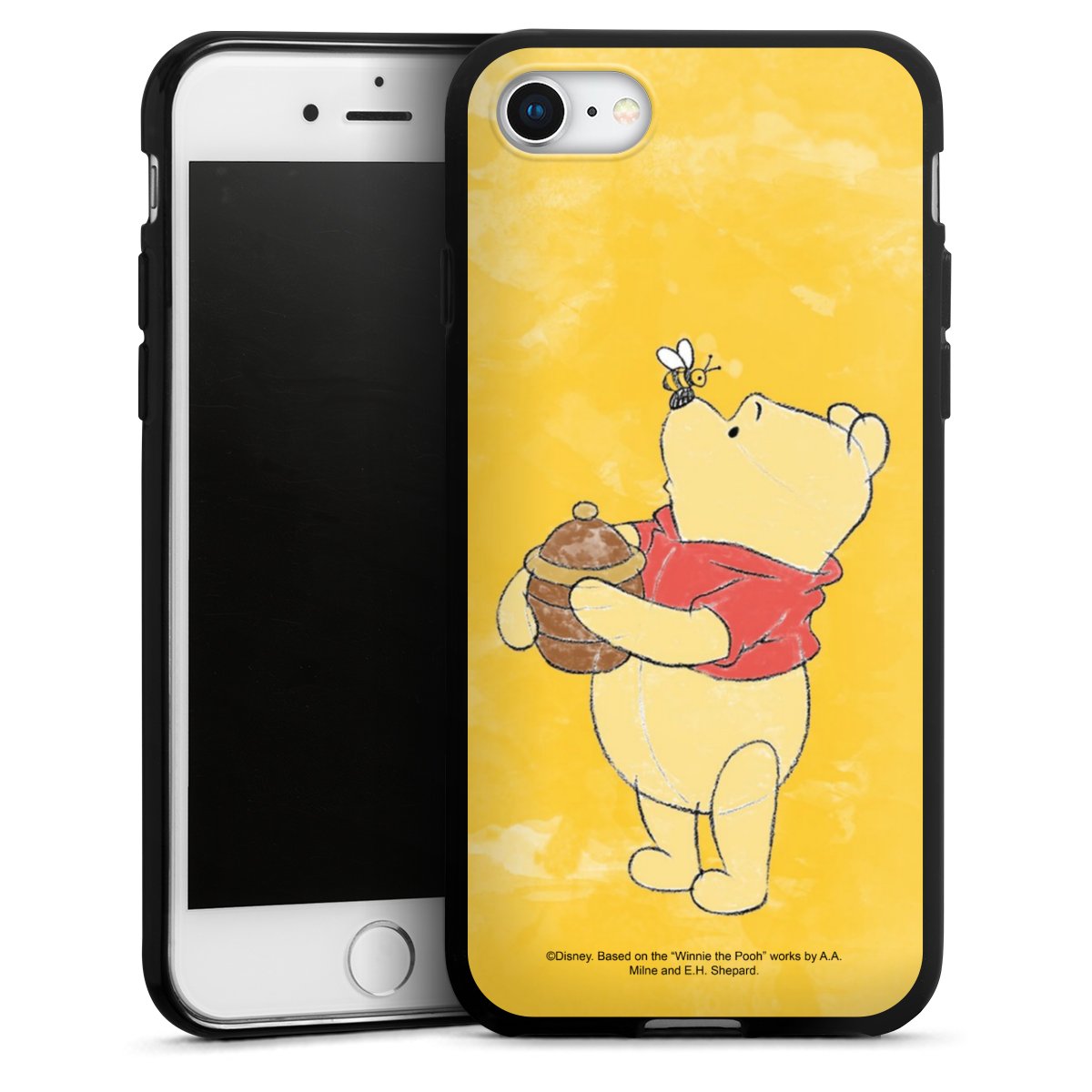 iPhone SE (2020) Handy Silikon Hülle Case schwarz Handyhülle Official Licensed Product Winnie The Pooh Disney