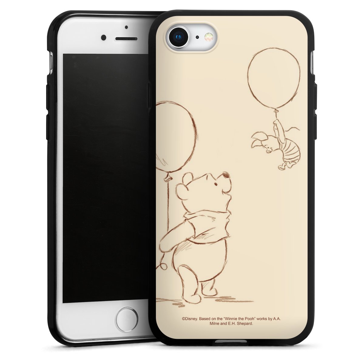 iPhone SE (2020) Handy Silikon Hülle Case schwarz Handyhülle Official Licensed Product Winnie The Pooh Disney