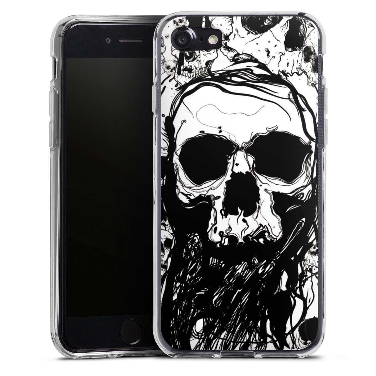 iPhone SE (2020) Handy Silikon Hülle Case transparent Handyhülle Totenkopf Halloween Silikon Case