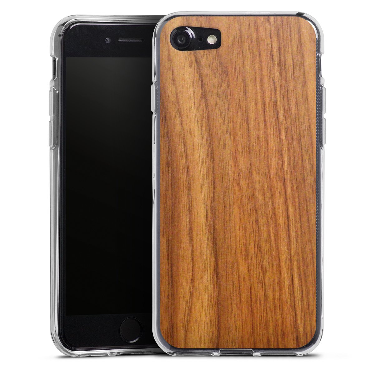 iPhone SE (2020) Handy Silikon Hülle Case transparent Handyhülle Wood Larch Wooden Look Silikon Case