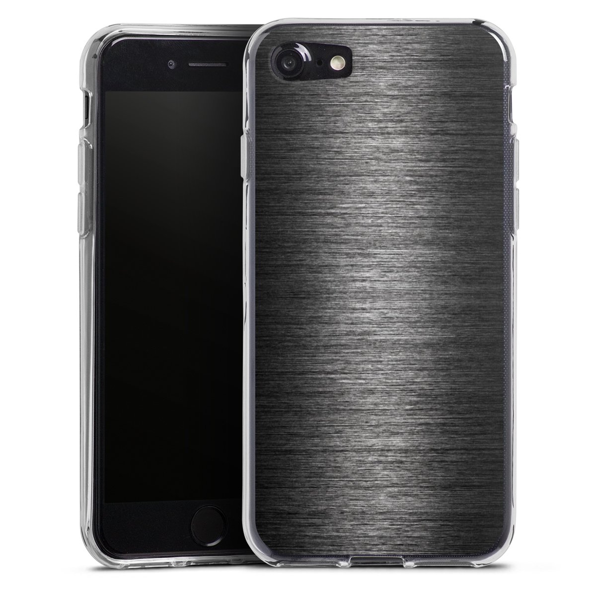 iPhone SE (2020) Handy Silikon Hülle Case transparent Handyhülle Metallic Look Anthracite Metal Silikon Case