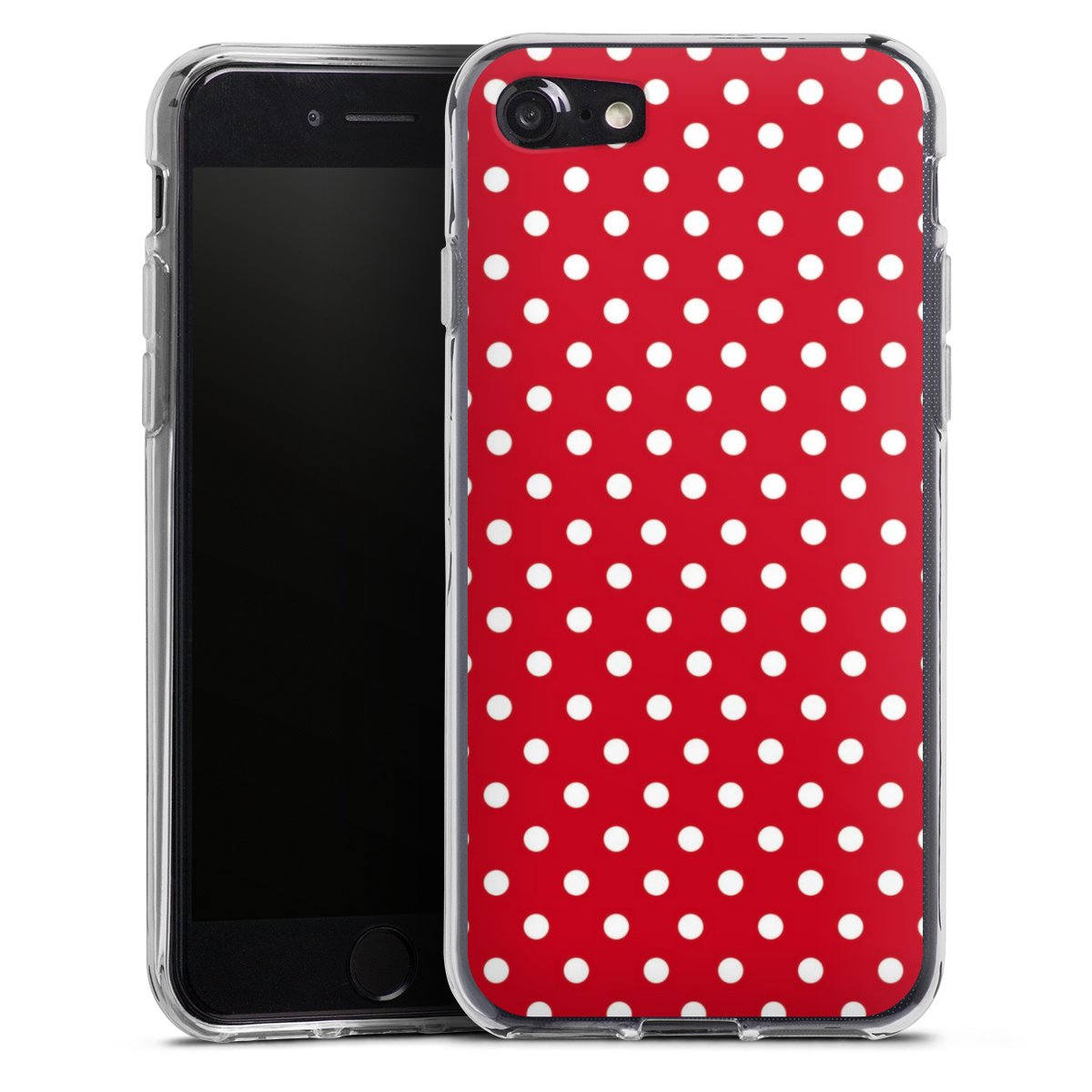 iPhone SE (2020) Handy Silikon Hülle Case transparent Handyhülle Points Polka Dots Retro Silikon Case