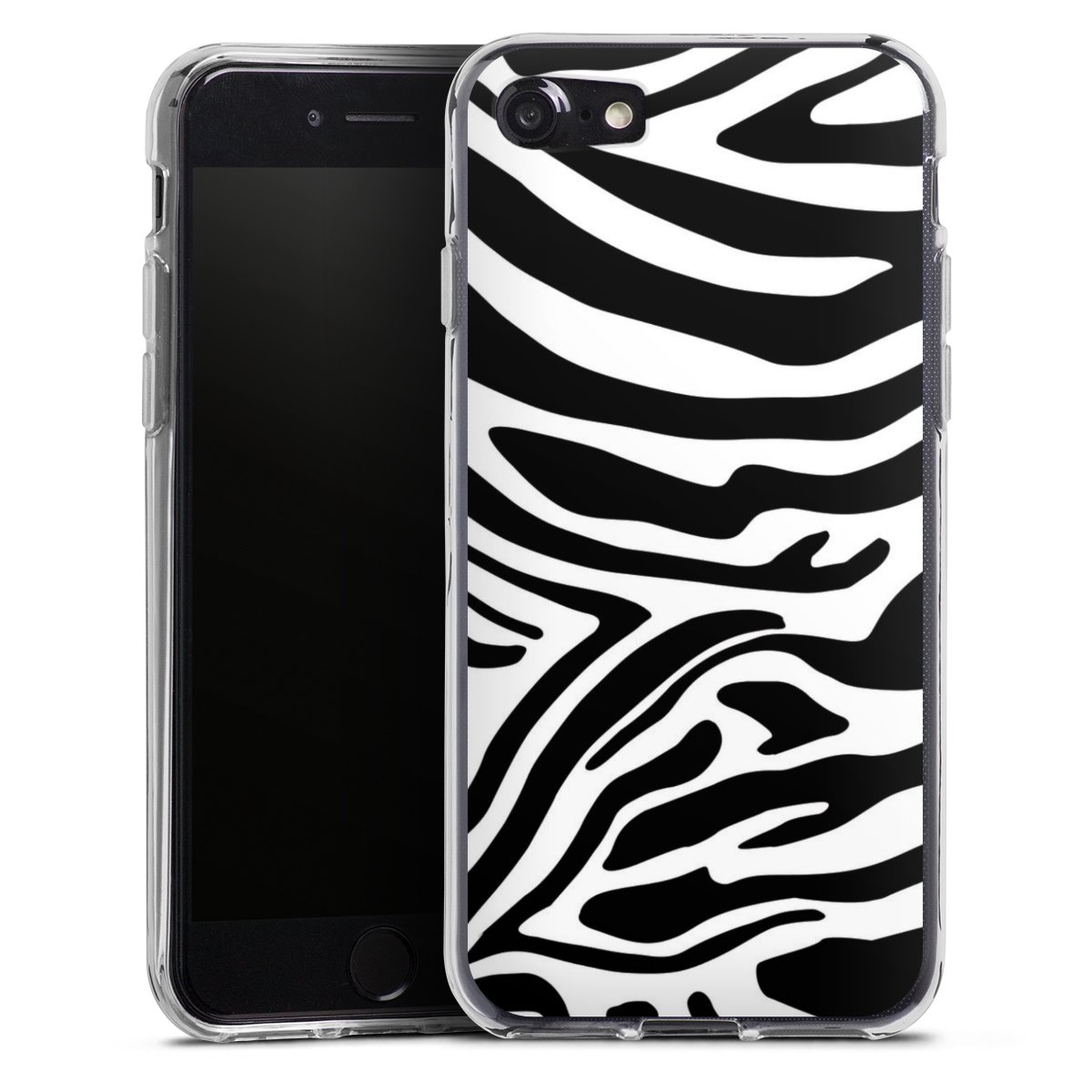 iPhone SE (2022) Handy Silikon Hülle Case transparent Handyhülle Zebra Animal Look Animal Print Silikon Case