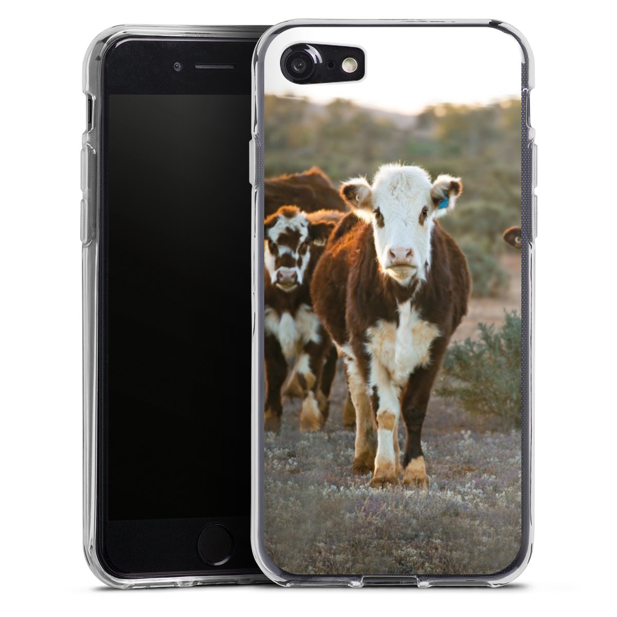 iPhone SE (2020) Handy Silikon Hülle Case transparent Handyhülle Cow Farmer Calf Silikon Case