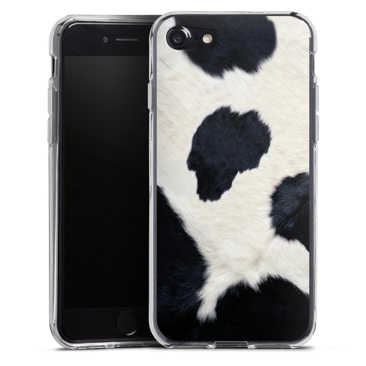 iPhone SE (2020) Handy Silikon Hülle Case transparent Handyhülle Animal Look Animal Print Cow Skin Silikon Case