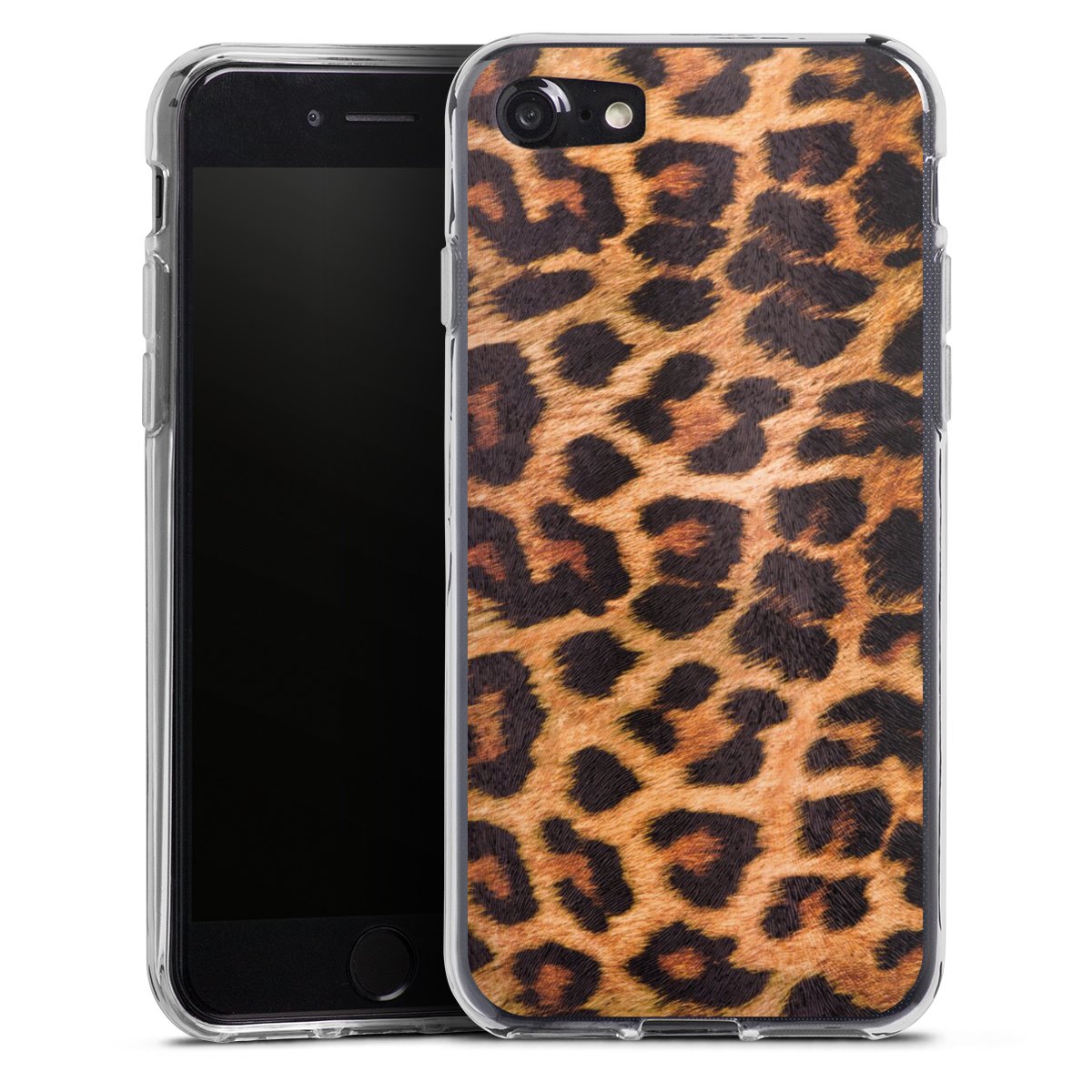 iPhone SE (2020) Handy Silikon Hülle Case transparent Handyhülle Animal Print Leopard Fur Silikon Case