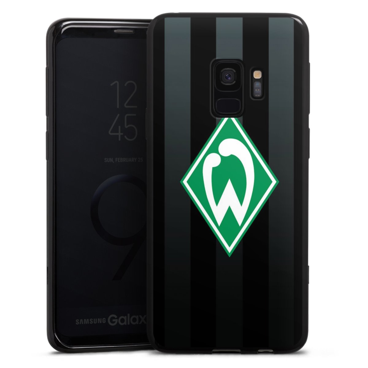 Galaxy S9 Handy Silikon Hülle Case schwarz Handyhülle Stripes Sv Werder Bremen Official Licensed Product