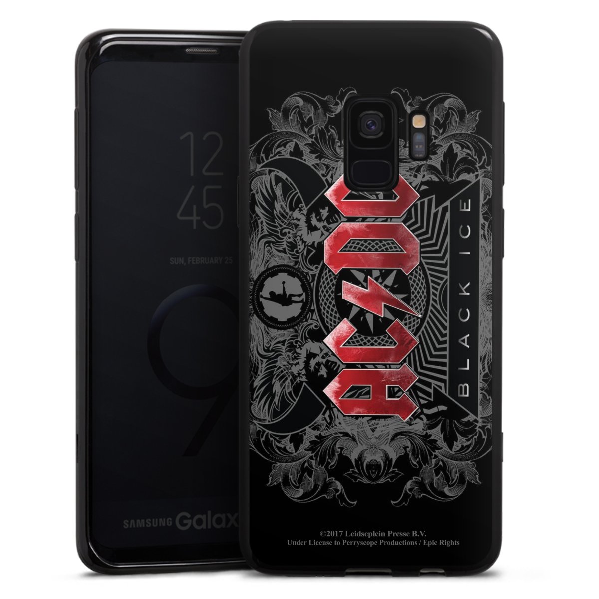 Galaxy S9 Handy Silikon Hülle Case schwarz Handyhülle Merchandise Black Ice Acdc