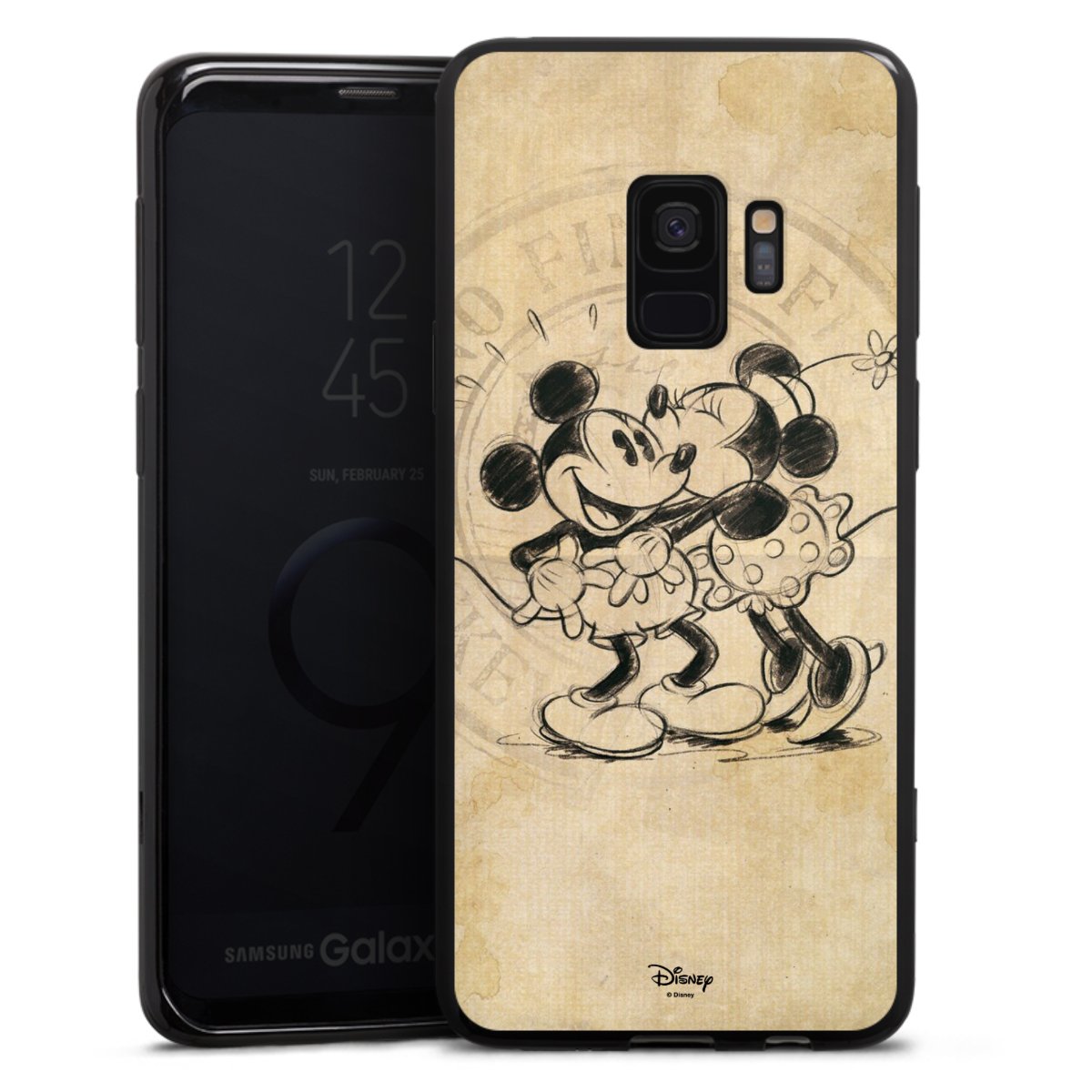 Galaxy S9 Handy Silikon Hülle Case schwarz Handyhülle Mickey Mouse Vintage Minnie Mouse