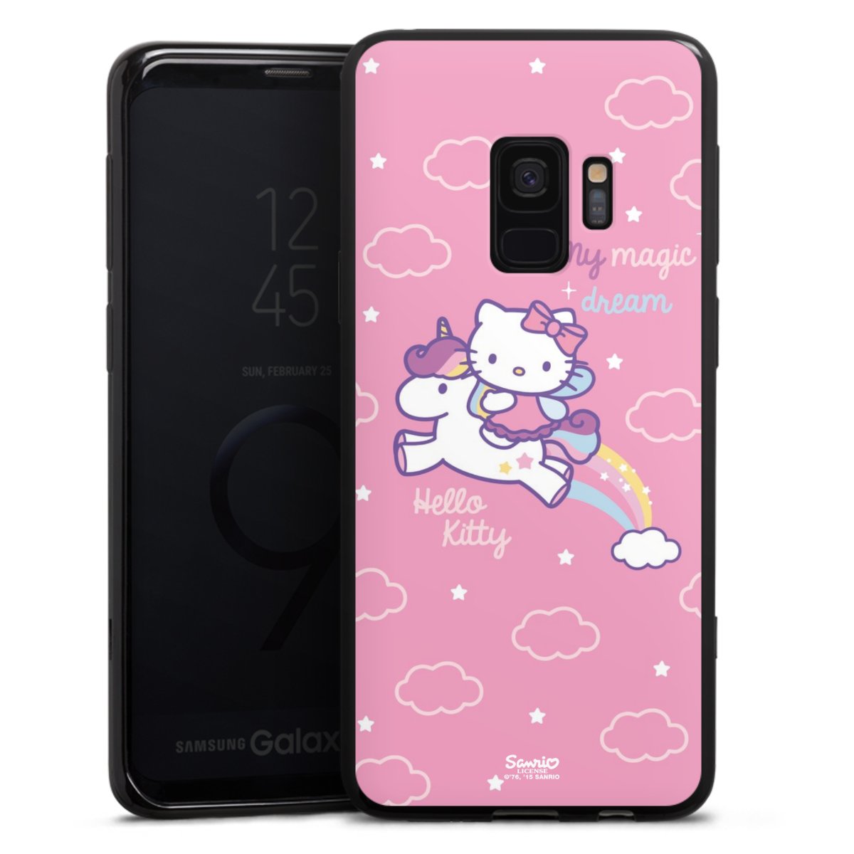 Galaxy S9 Handy Silikon Hülle Case schwarz Handyhülle Einhorn Official Licensed Product Hello Kitty