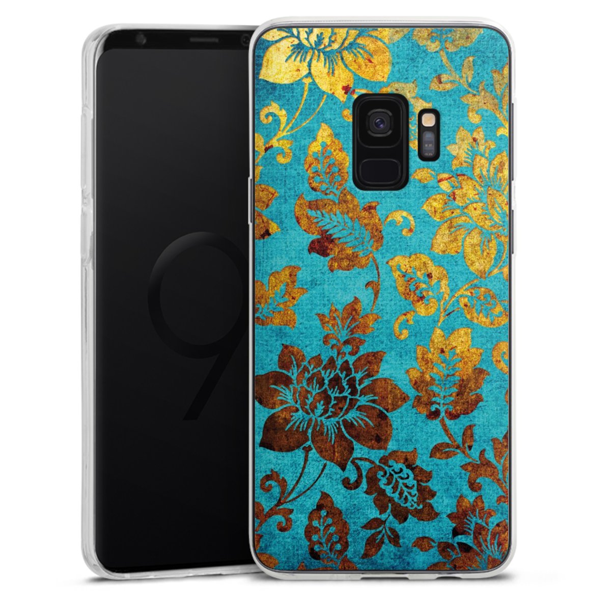 Galaxy S9 Handy Silikon Hülle Case transparent Handyhülle Ornament Vintage Flowers Silikon Case