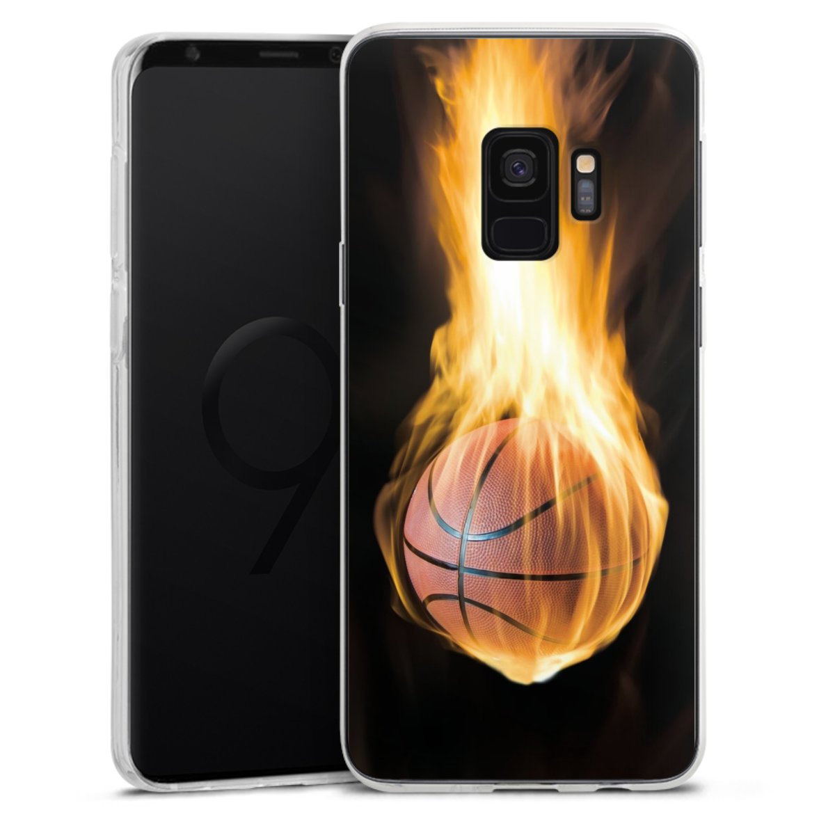 Galaxy S9 Handy Silikon Hülle Case transparent Handyhülle Basketball Sports Fire Silikon Case