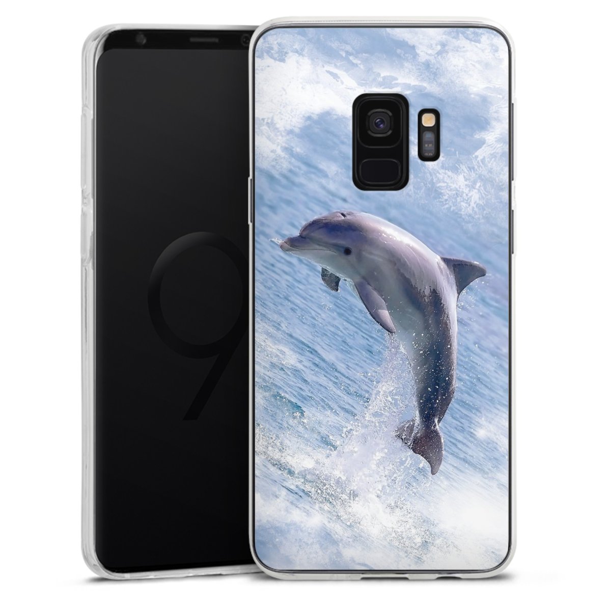 Galaxy S9 Handy Silikon Hülle Case transparent Handyhülle Dolphin Ocean Wale Silikon Case