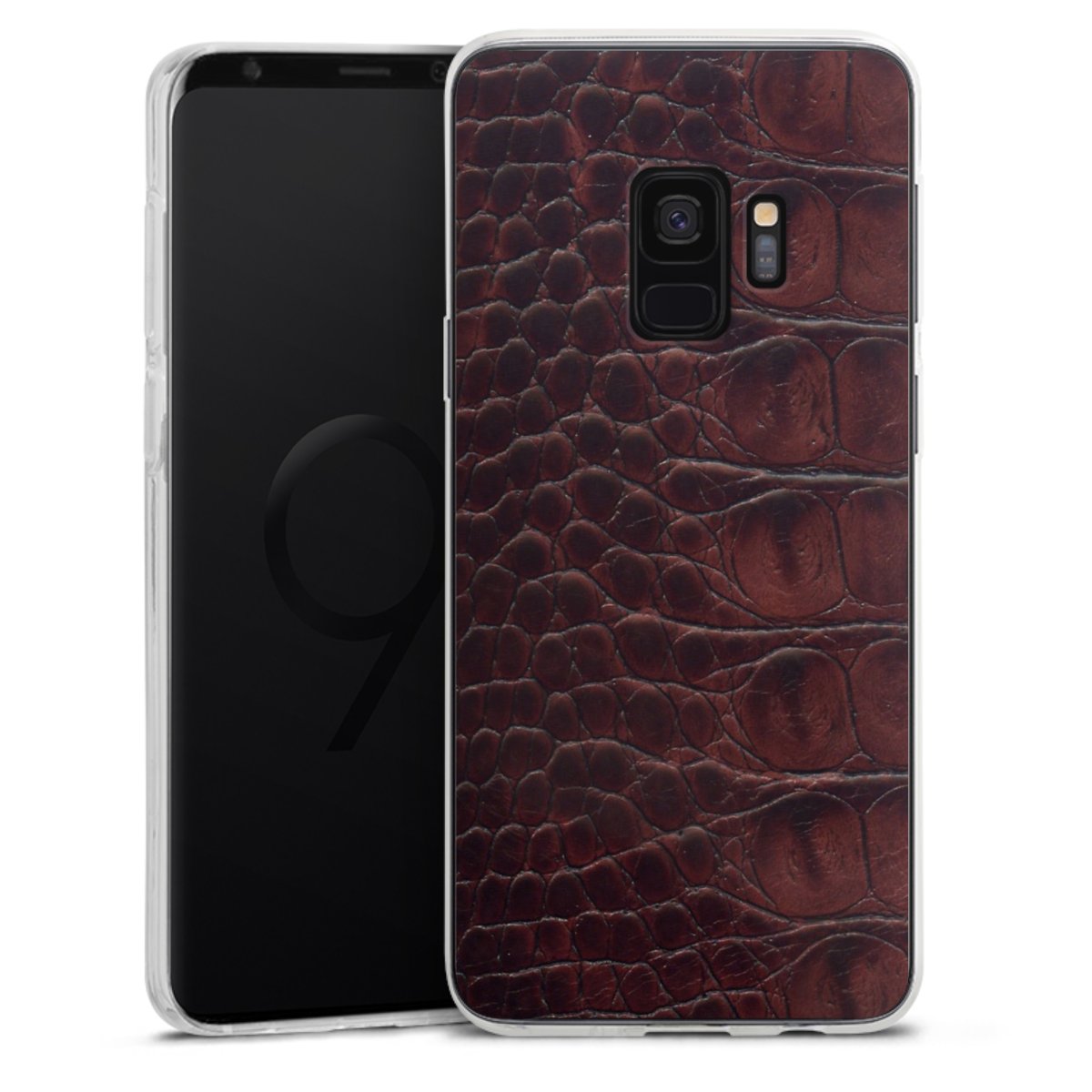 Galaxy S9 Handy Silikon Hülle Case transparent Handyhülle Crocodile Animal Print Leather Silikon Case