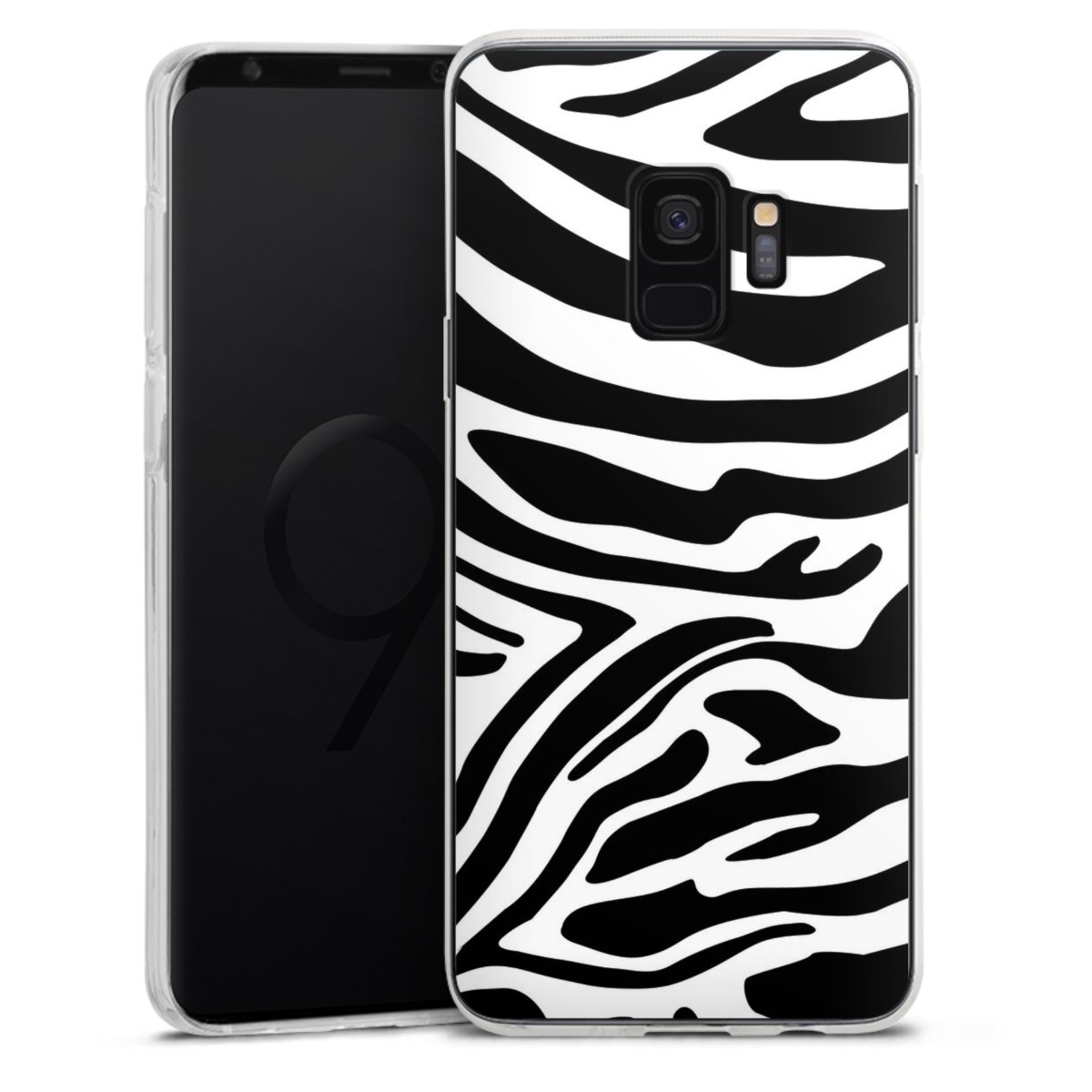 Galaxy S9 Handy Silikon Hülle Case transparent Handyhülle Zebra Animal Look Animal Print Silikon Case