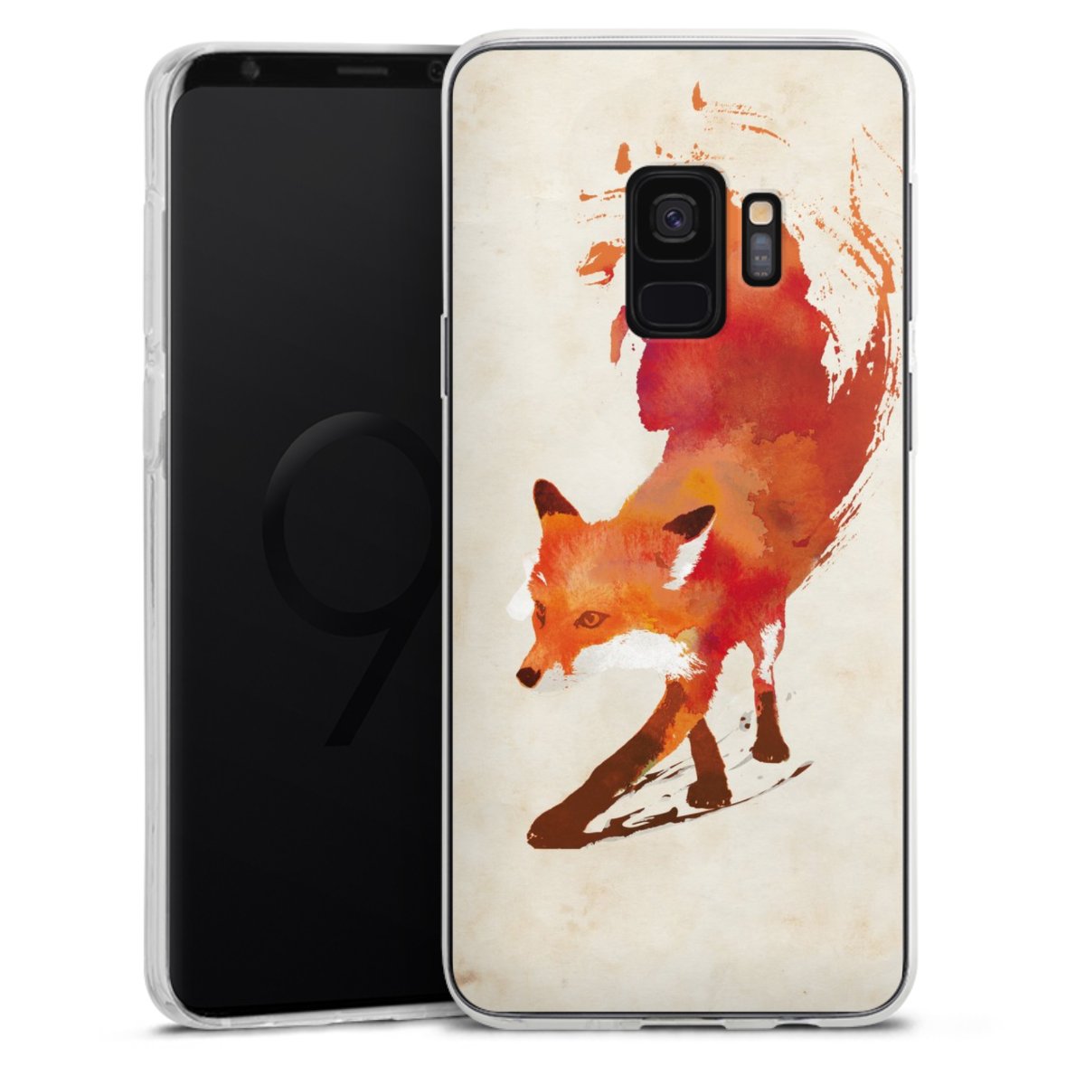 Galaxy S9 Handy Silikon Hülle Case transparent Handyhülle Fox Graphic Silikon Case