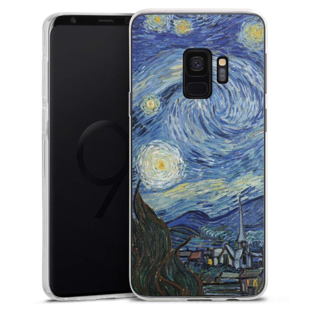 Galaxy S9 Handy Silikon Hülle Case transparent Handyhülle The Starry Night Kunst Vincent Van Gogh Silikon Case