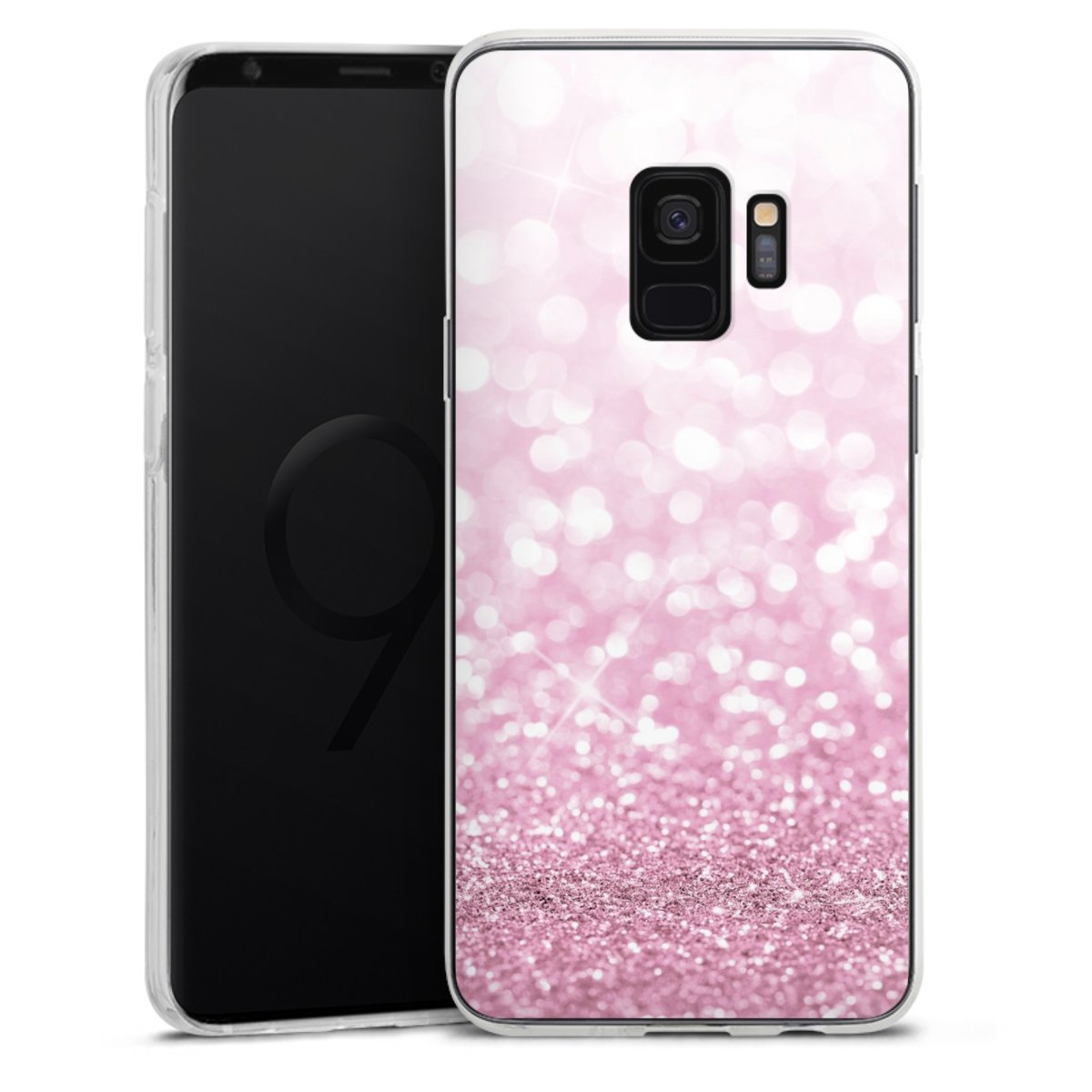 Galaxy S9 Handy Silikon Hülle Case transparent Handyhülle Glitzer Pink Shine Silikon Case