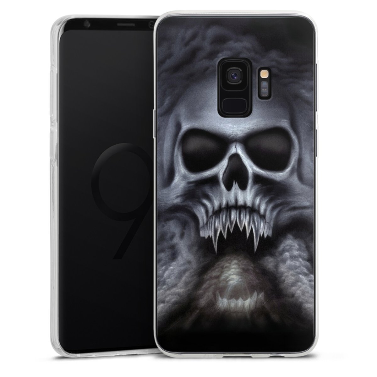 Galaxy S9 Handy Silikon Hülle Case transparent Handyhülle Totenkopf Skull Silikon Case