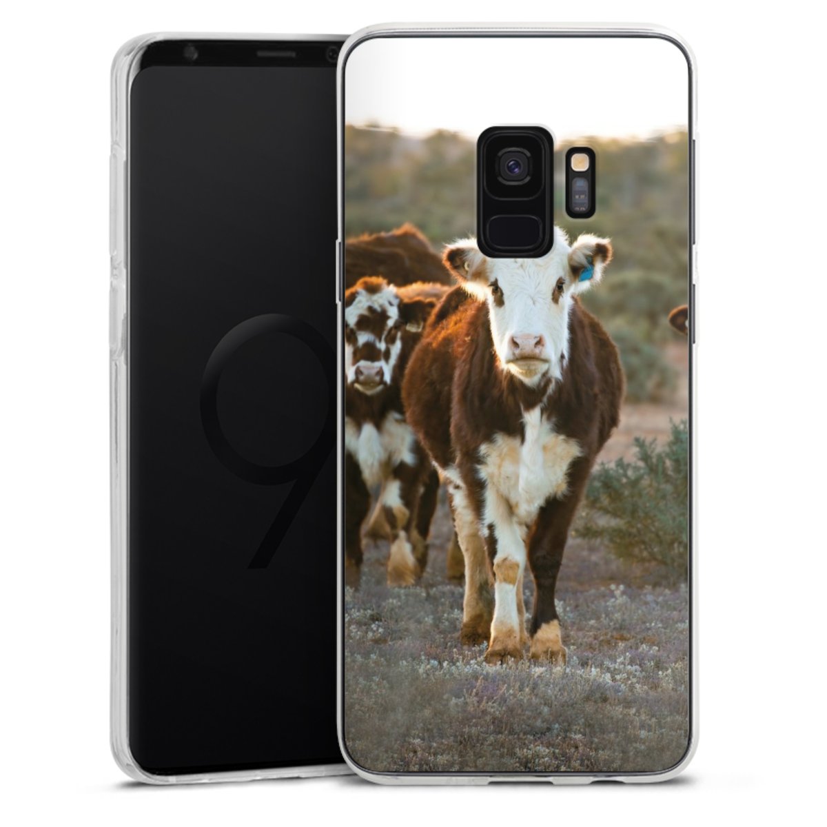 Galaxy S9 Handy Silikon Hülle Case transparent Handyhülle Cow Farmer Calf Silikon Case