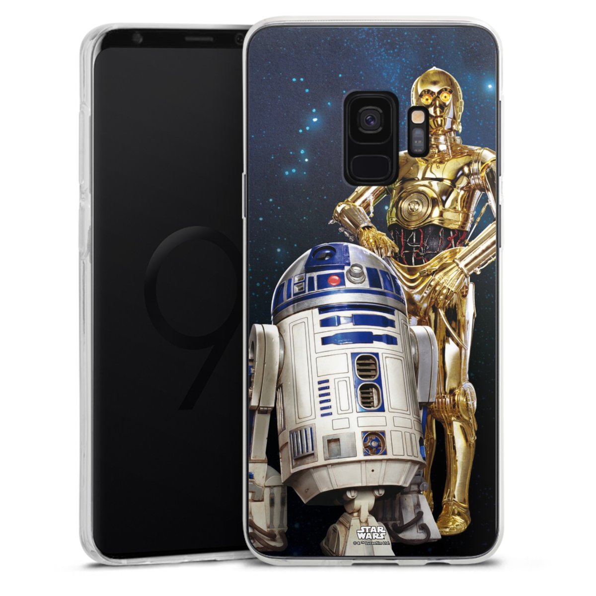 Galaxy S9 Handy Silikon Hülle Case transparent Handyhülle Weltall Star Wars R2d2 Silikon Case