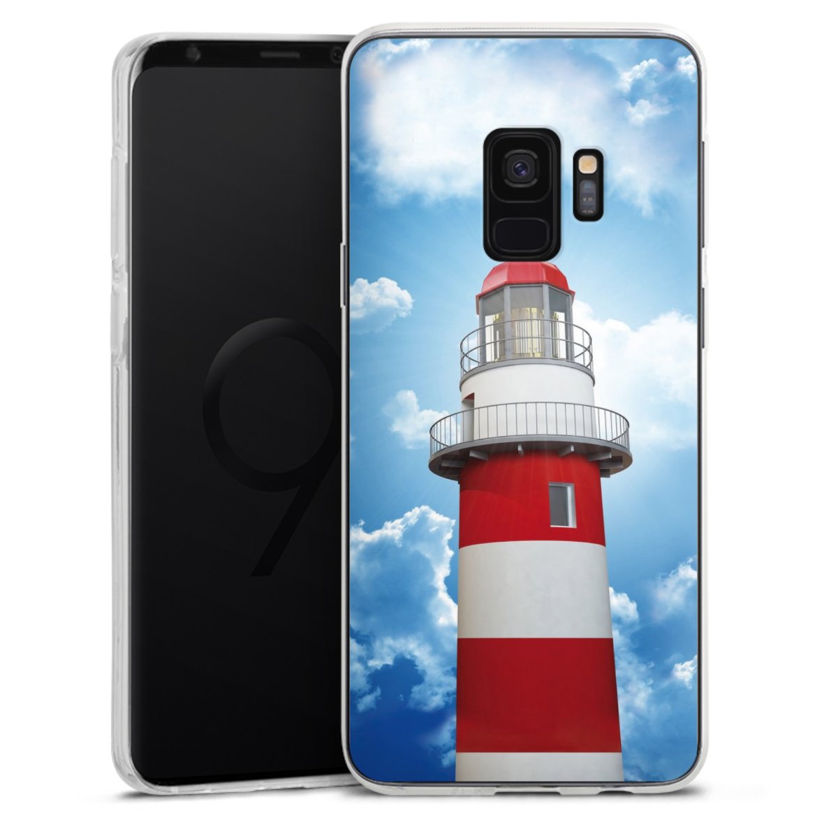 Galaxy S9 Handy Silikon Hülle Case transparent Handyhülle Lighthouse Sky Cloud Silikon Case