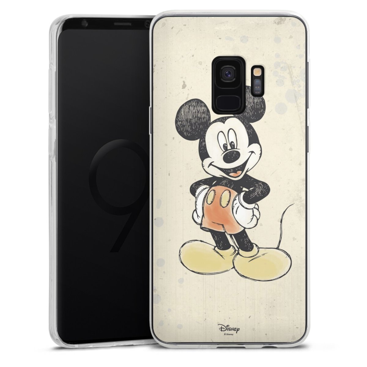 Galaxy S9 Handy Silikon Hülle Case transparent Handyhülle Water Colour Mickey & Minnie Mouse Official Licensed Product Silikon Case