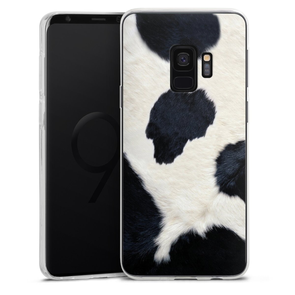 Galaxy S9 Handy Silikon Hülle Case transparent Handyhülle Animal Look Animal Print Cow Skin Silikon Case