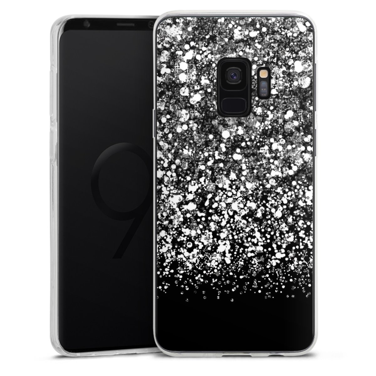 Galaxy S9 Handy Silikon Hülle Case transparent Handyhülle Glitzer Snowflake Muster Silikon Case