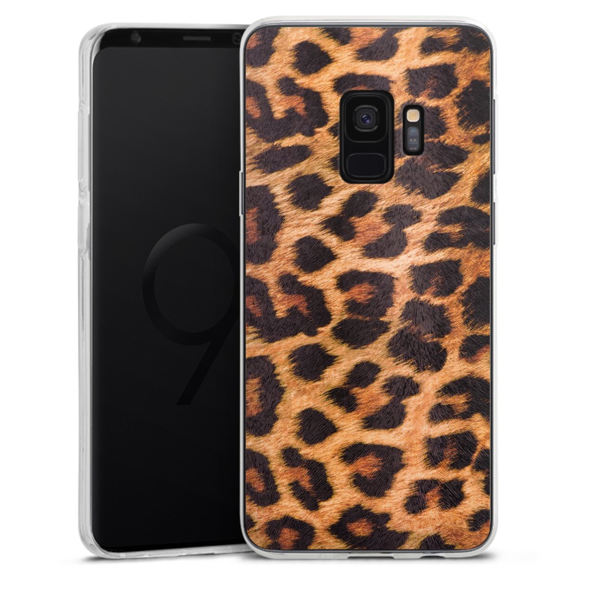 Galaxy S9 Handy Silikon Hülle Case transparent Handyhülle Animal Print Leopard Fur Silikon Case