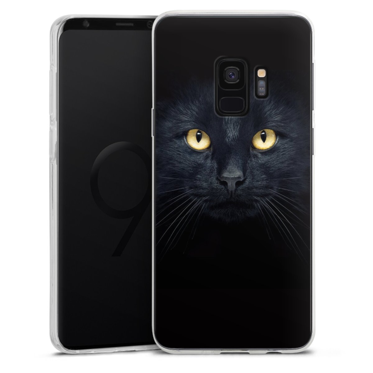 Galaxy S9 Handy Silikon Hülle Case transparent Handyhülle Eye Cat Black Silikon Case