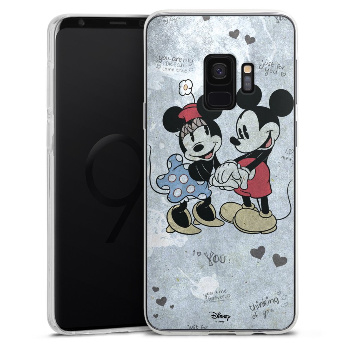 Galaxy S9 Handy Silikon Hülle Case transparent Handyhülle Mickey & Minnie Mouse Vintage Disney Silikon Case