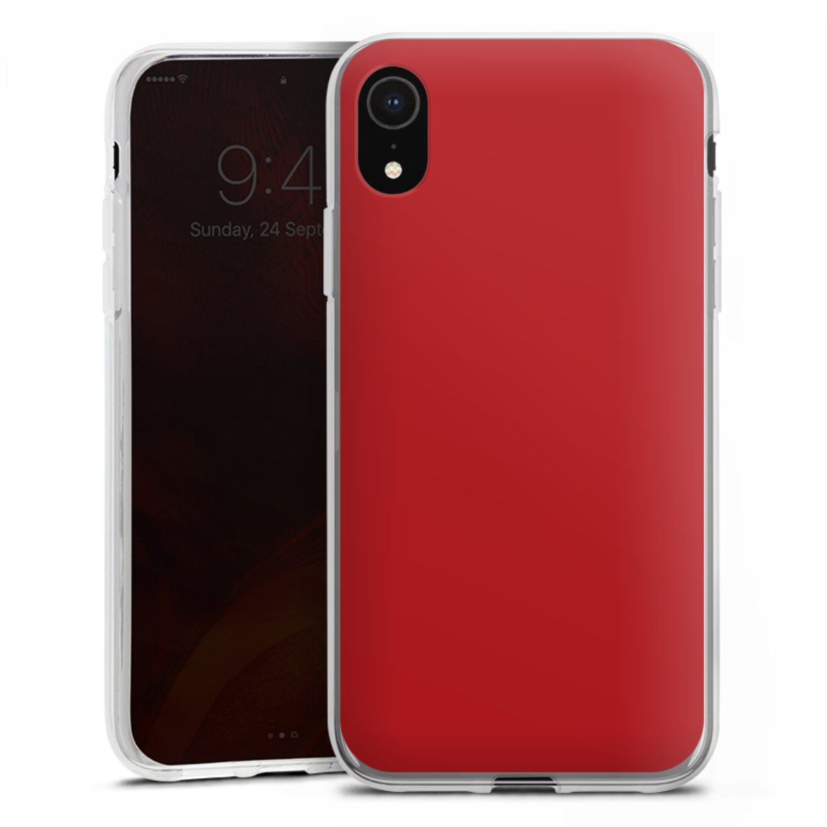 iPhone Xr Handy Silikon Hülle Case transparent Handyhülle Colour Unicoloured Red Silikon Case