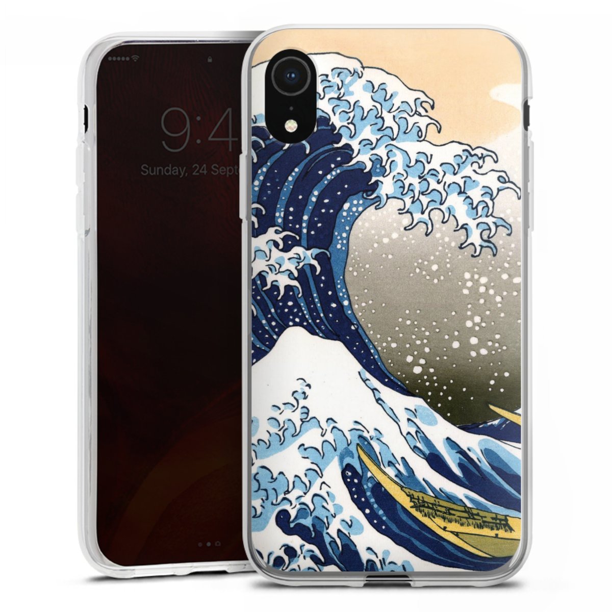 iPhone Xr Handy Silikon Hülle Case transparent Handyhülle Kunst Katsushika Hokusai Die Große Welle Vor Kanagawa Silikon Case