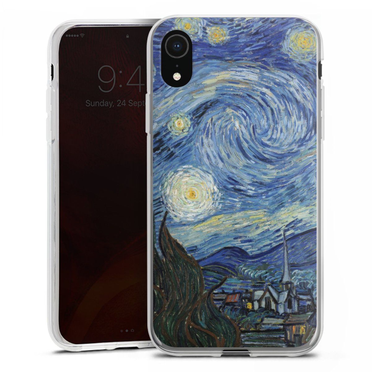 iPhone Xr Handy Silikon Hülle Case transparent Handyhülle The Starry Night Kunst Vincent Van Gogh Silikon Case