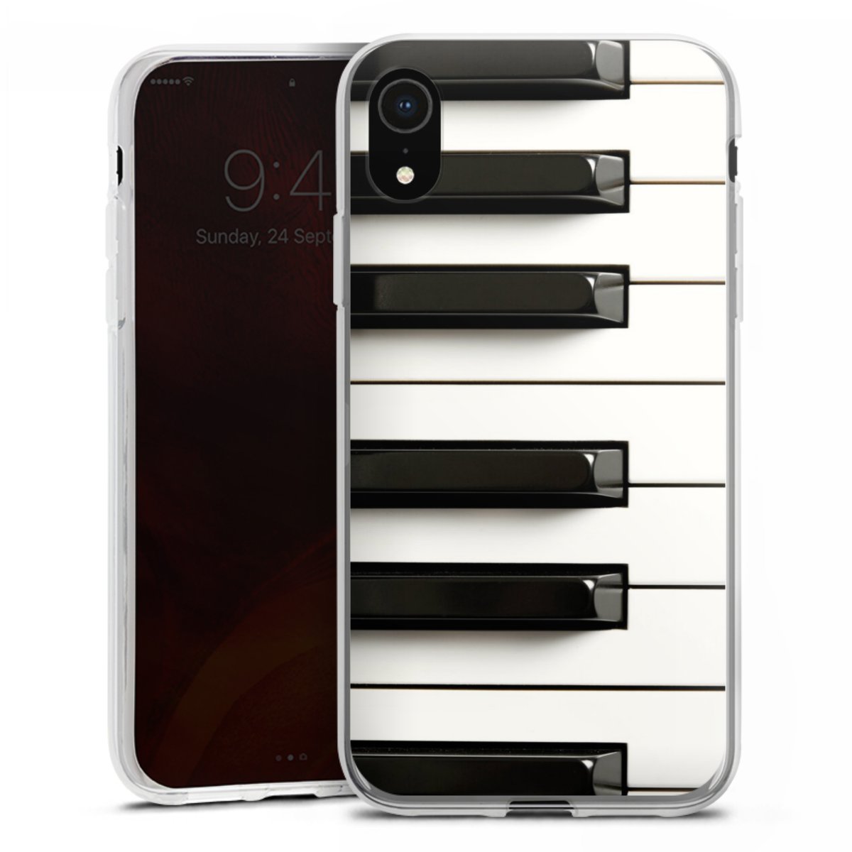 iPhone Xr Handy Silikon Hülle Case transparent Handyhülle Klavier Piano Music Silikon Case