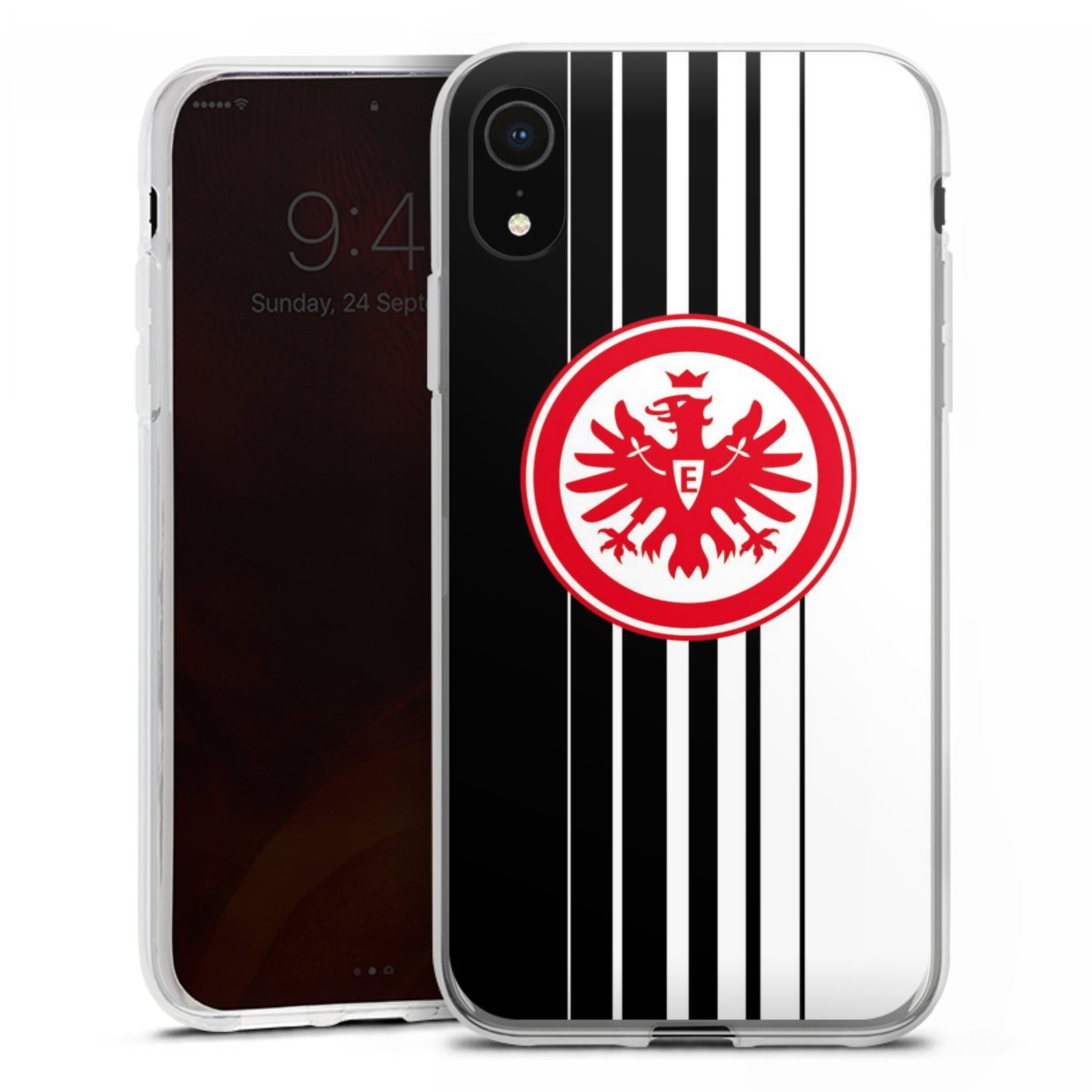 iPhone Xr Handy Silikon Hülle Case transparent Handyhülle Stripes Eintracht Frankfurt Official Licensed Product Silikon Case