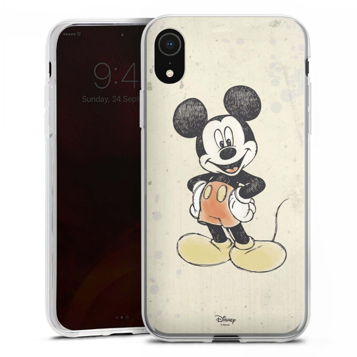 iPhone Xr Handy Silikon Hülle Case transparent Handyhülle Water Colour Mickey & Minnie Mouse Official Licensed Product Silikon Case