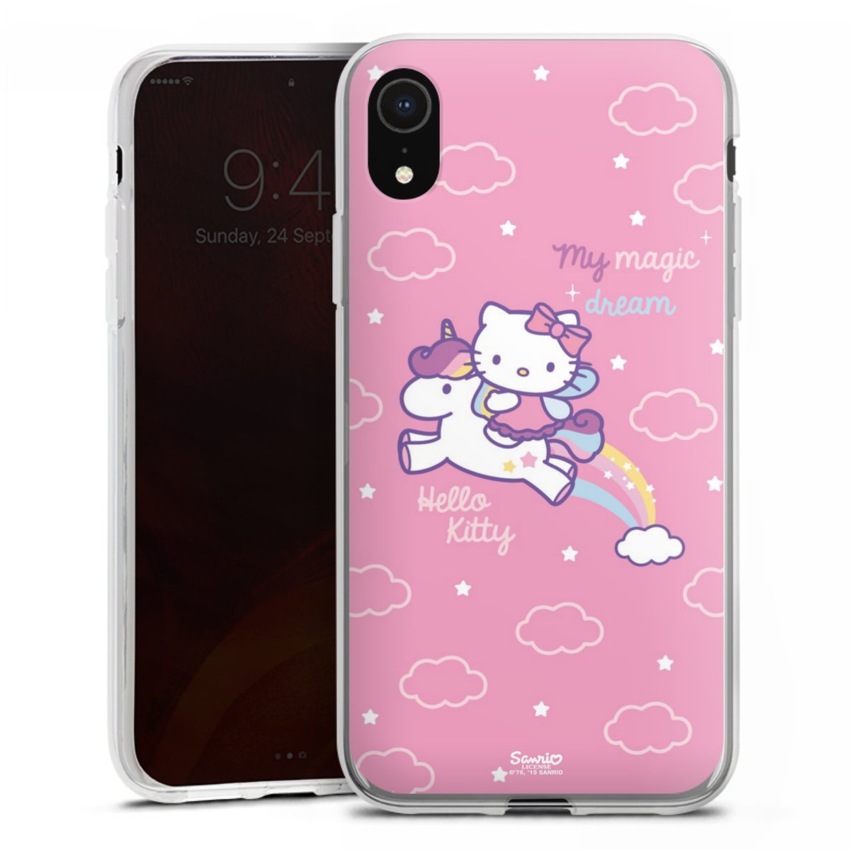 iPhone Xr Handy Silikon Hülle Case transparent Handyhülle Einhorn Official Licensed Product Hello Kitty Silikon Case