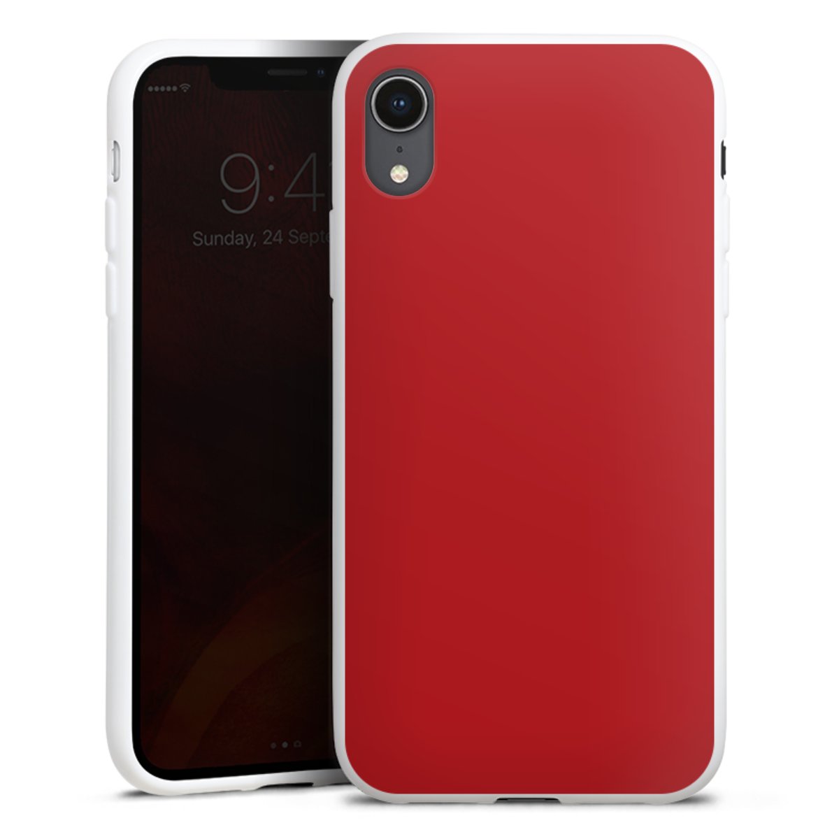 iPhone Xr Handy Silikon Hülle Case weiß Handyhülle Colour Unicoloured Red Silikon Case