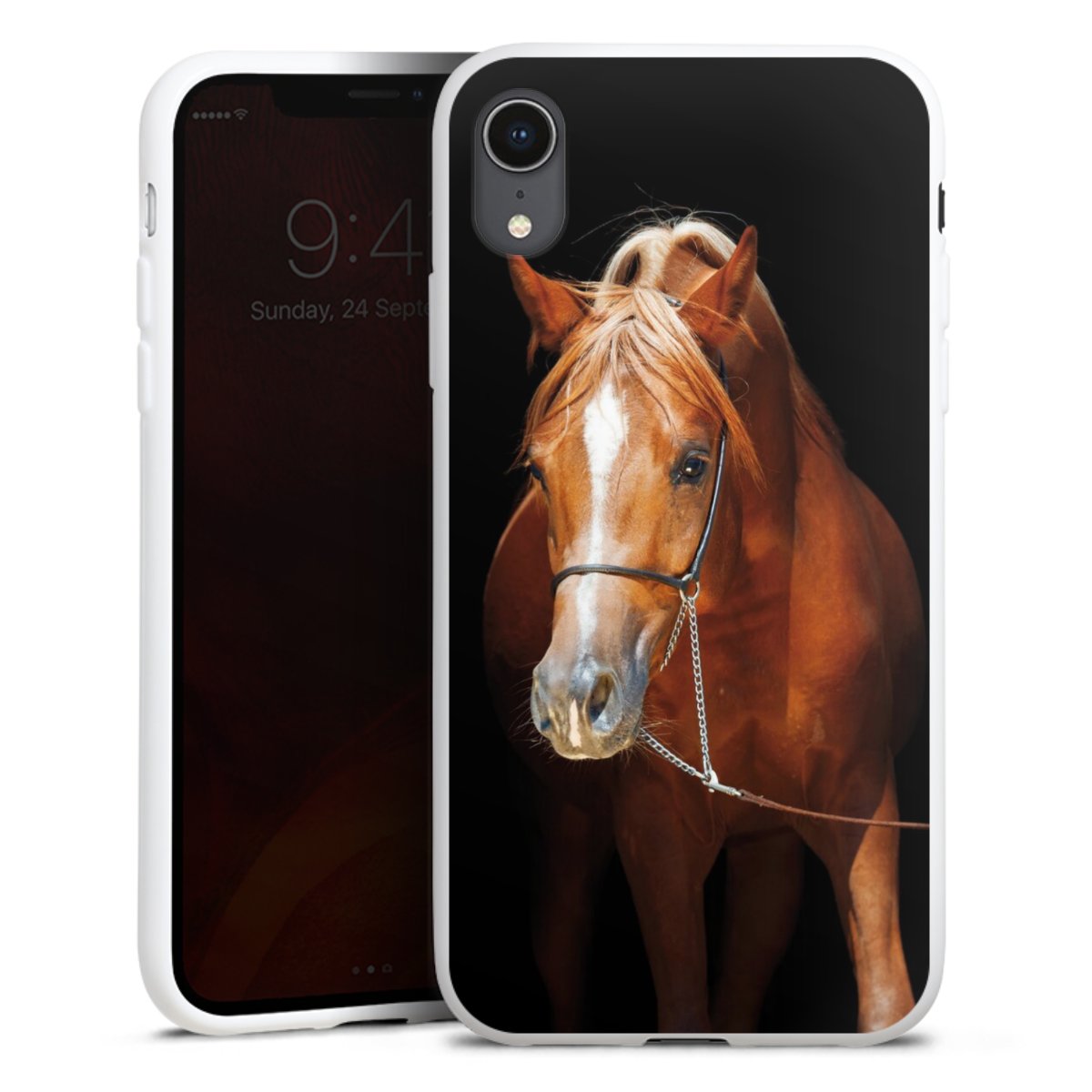 iPhone Xr Handy Silikon Hülle Case weiß Handyhülle Mare Horse Hobby Silikon Case