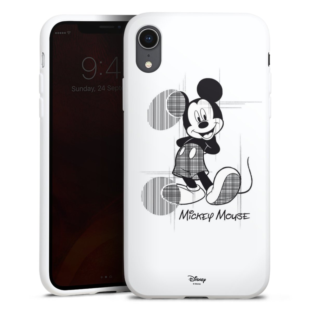 iPhone Xr Handy Silikon Hülle Case weiß Handyhülle Disney Official Licensed Product Mickey Mouse Silikon Case