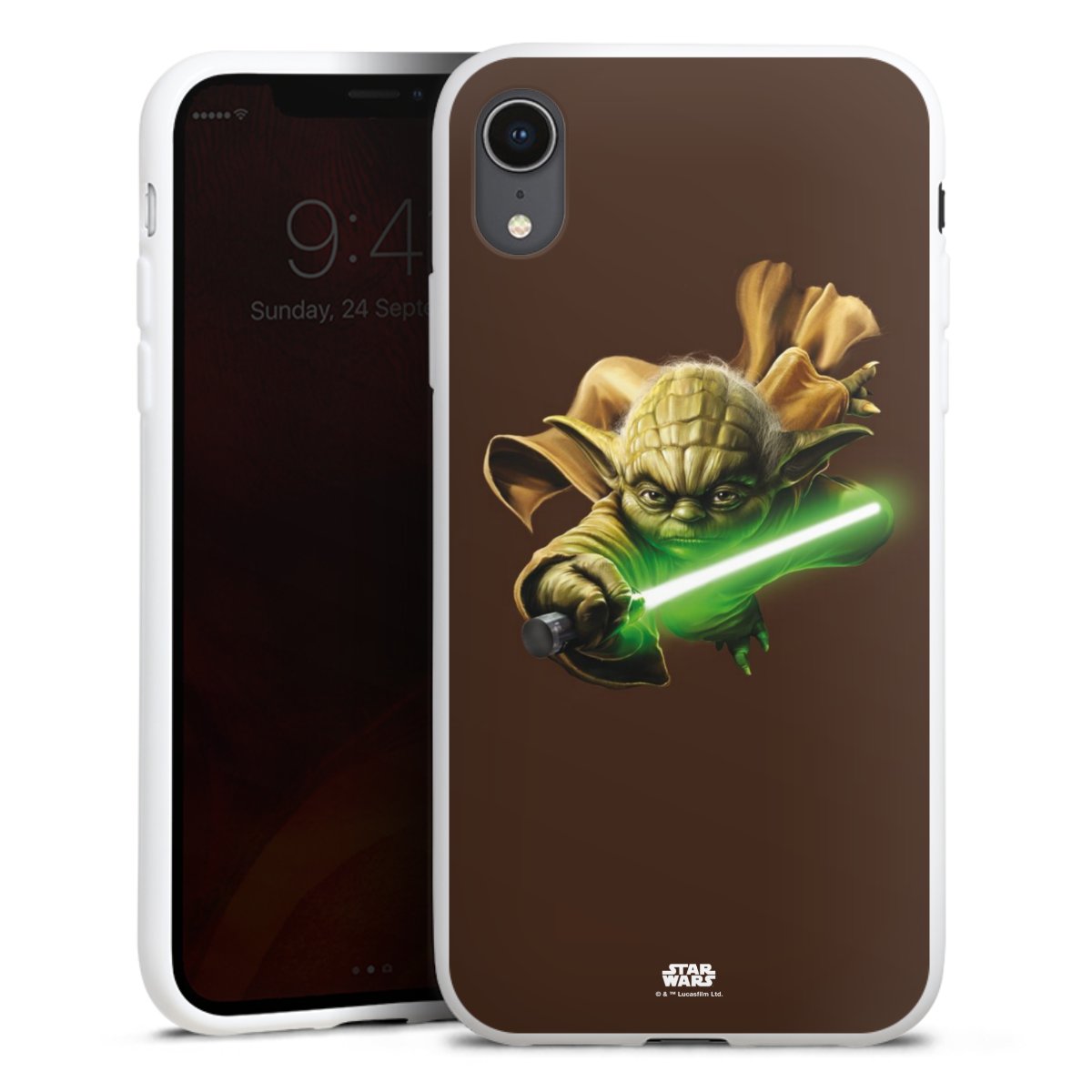 iPhone Xr Handy Silikon Hülle Case weiß Handyhülle Yoda Merchandise Star Wars Silikon Case