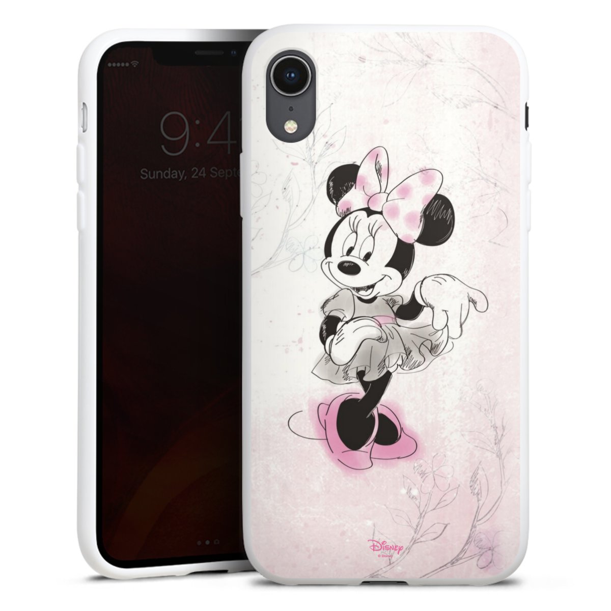 iPhone Xr Handy Silikon Hülle Case weiß Handyhülle Disney Minnie Mouse Vintage Silikon Case