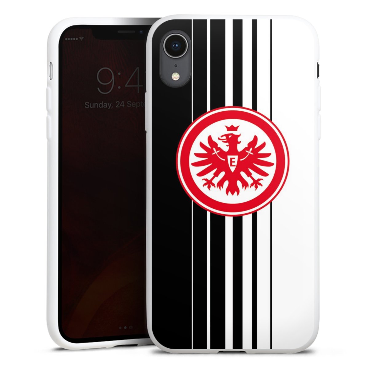 iPhone Xr Handy Silikon Hülle Case weiß Handyhülle Stripes Eintracht Frankfurt Official Licensed Product Silikon Case