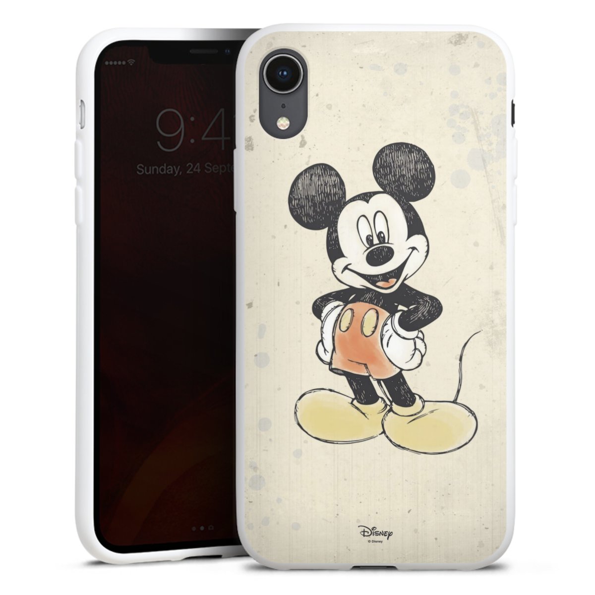 iPhone Xr Handy Silikon Hülle Case weiß Handyhülle Water Colour Mickey & Minnie Mouse Official Licensed Product Silikon Case