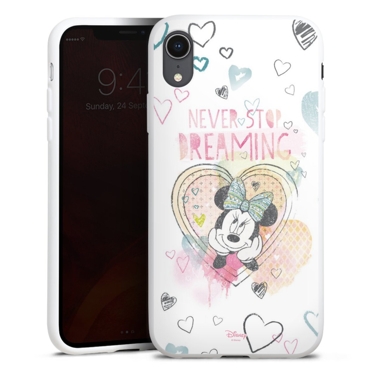 iPhone Xr Handy Silikon Hülle Case weiß Handyhülle Disney Official Licensed Product Minnie Mouse Silikon Case