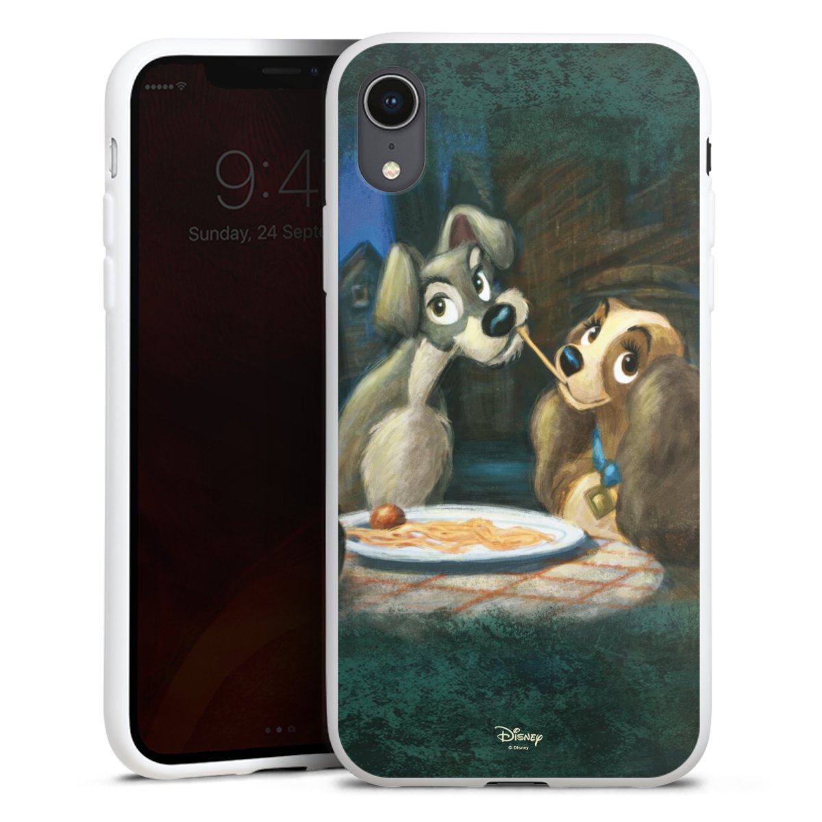 iPhone Xr Handy Silikon Hülle Case weiß Handyhülle Lady And The Tramp Official Licensed Product Disney Silikon Case